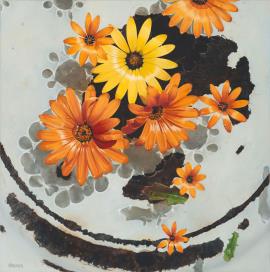 Namaqualand Daisies – Tanqua Karoo - Painting by Lizelle Kruger