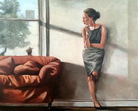 Morning Coffee - Figurative Oil Painting by Mila Posthumus