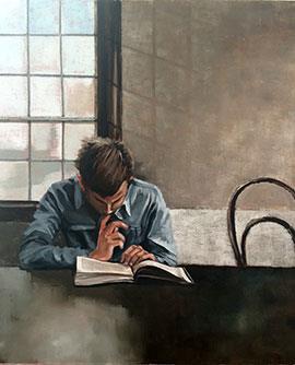 The Reader - Figurative Oil Painting by Mila Posthumus