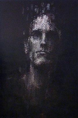 Binary Visage: Coding III - Large Portrait Painting by Claude Chandler