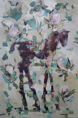 Pale Protea Filly - Painting by Pascale Chandler
