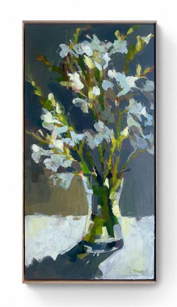 Backlit Watsonias - Painting by Claudia Treagus