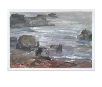 Rocks In The Mist - Painting by Joanna Lee Miller
