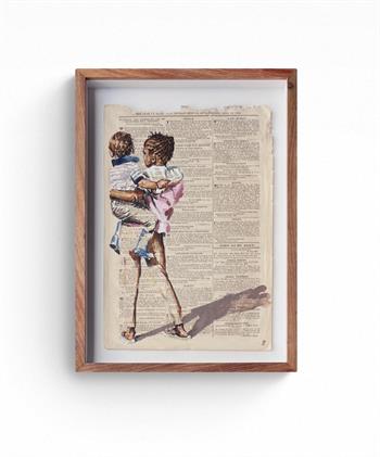 Lisette Forsyth, What Holds The Future, acrylic and ink figures painted on a historic Government Gazette.