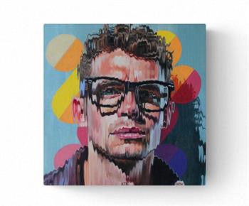 Bold pop art portrait of a handsome man wearing spectacles
