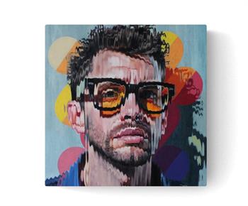 Bold pop art portrait of a bearded man wearing spectacles