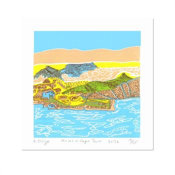 Houses In Cape Town - Handmade Print by Kitty Dörje