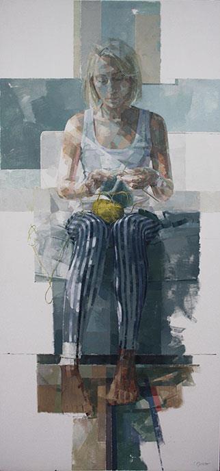 The Knitter - Painting by Jeannie Kinsler