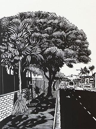 Umgeni Road Tree II - Handmade Print by John Roome
