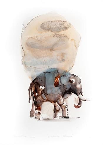 Loxodonta Africana - Ink On Yupo by Pascale Chandler