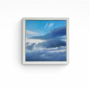 small framed oil painting of rain clouds in the sky