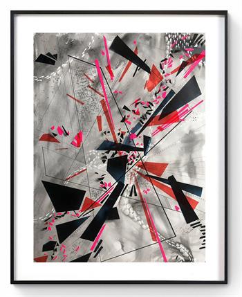 framed mixed media abstract artwork using pins and x-rays by Tanya Sternberg