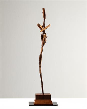 expressionist wood sculpture inspired by Norse mythology