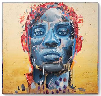 large expressive portrait painting of an African man