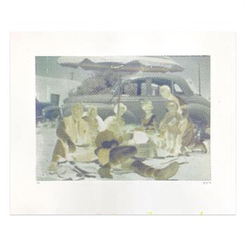 artwork on paper of blurred family photograph