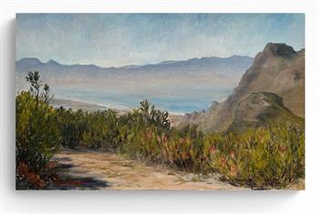 landscape painting of the view from False Bay to Silvermine
