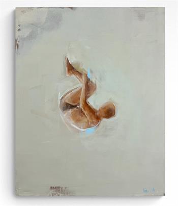 oil painting of an olympic diver 
