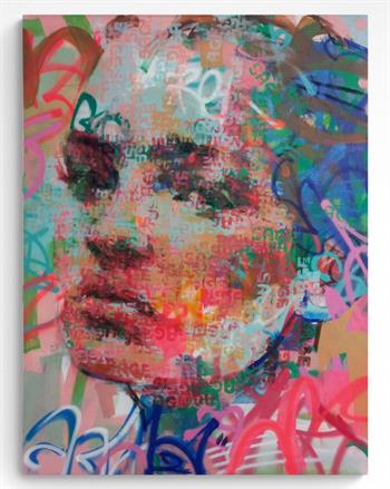 graffiti style portrait painting of a young woman by South African artist Claude Chandler