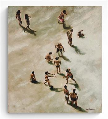 picture by artist Mila Posthumus of people on the beach from an aerial perspective