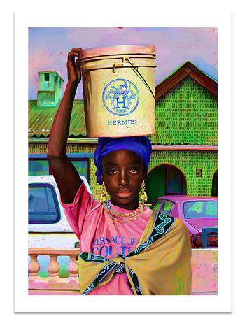 picture of an African woman carrying a bucket on her head