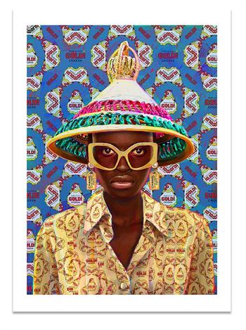picture of a Basotho woman wearing traditional head gear and yellow sunglasses