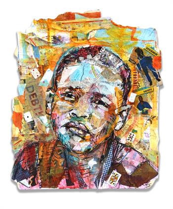collage artwork of a young African boy