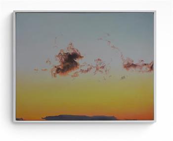 sunset painting by Catherine Ocholla framed in white