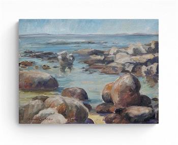 painting of the rocky shoreline at Oudekraal, Cape Town