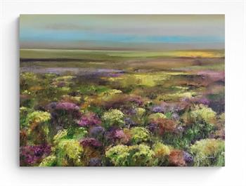 oil painting on canvas of a fynbos filled landscape 