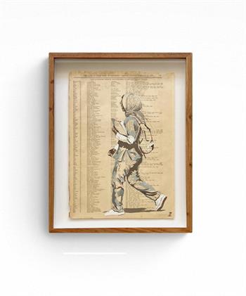 framed painting on sheet of 1880s Gazette of a female muslim medical doctor