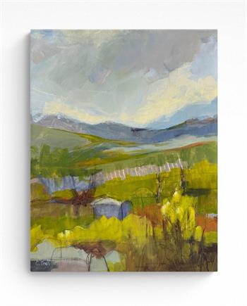 painting on canvas inspired by fynbos filled landscape of Silvermine in the Western Cape, South Africa