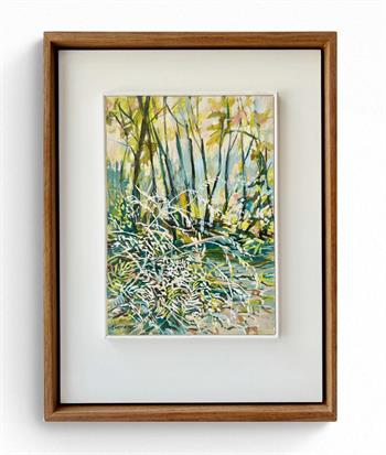 small framed painting depicting a tree-filled nature trail in the Western Cape