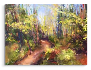 picture of a forest glade in oil painting in an impressionistic style