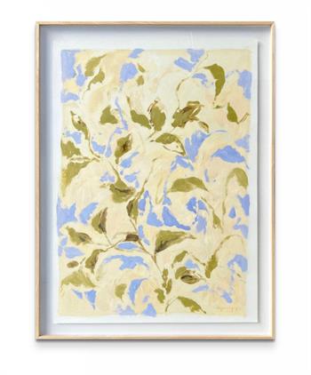 framed abstract floral oil painting on paper 